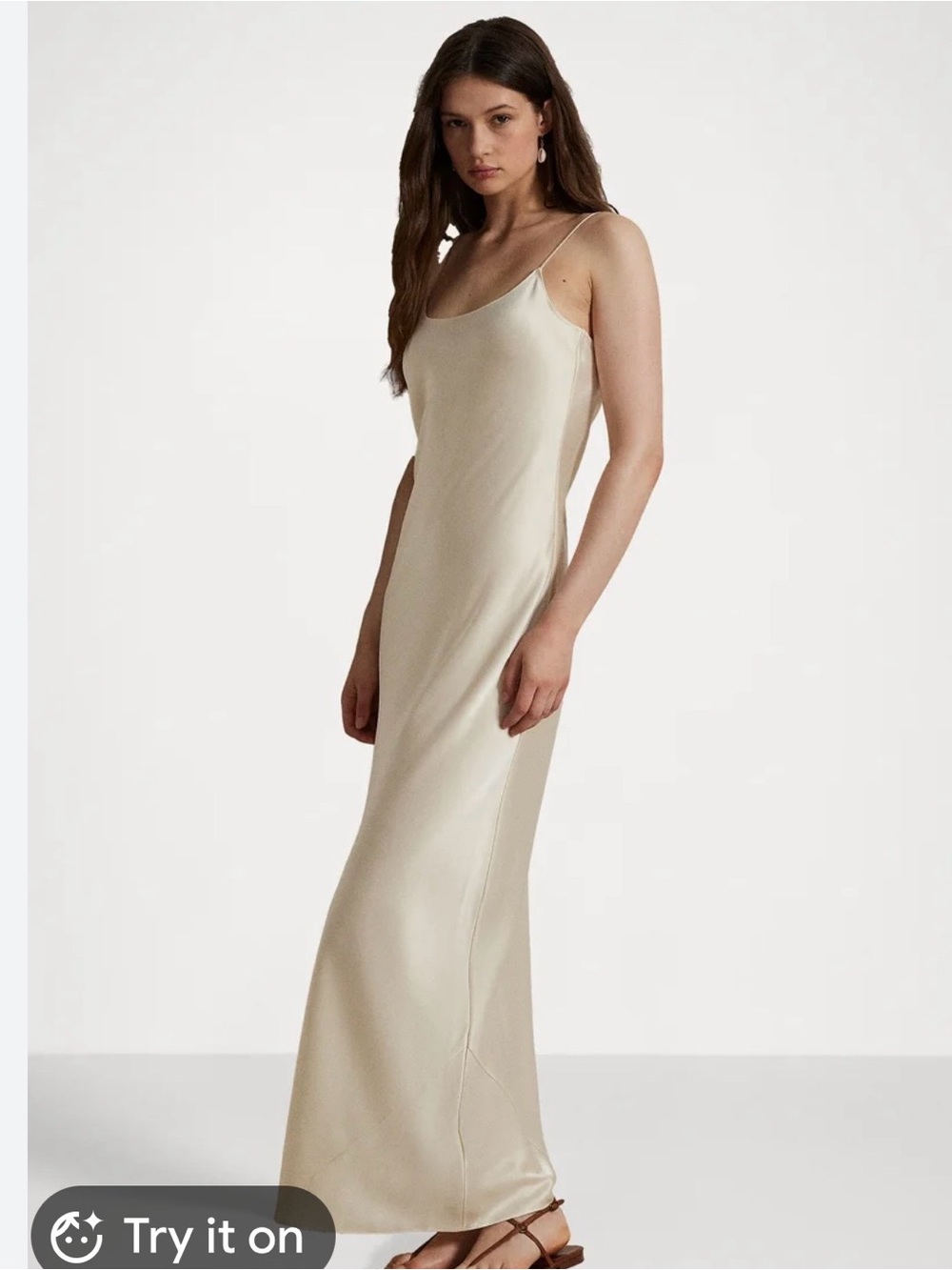 Polo by Ralph Lauren Cream Satin Slip Maxi Dress